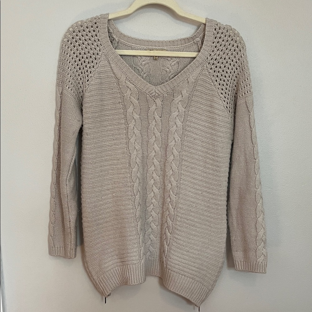 Democracy Beige V-Neck Sweater